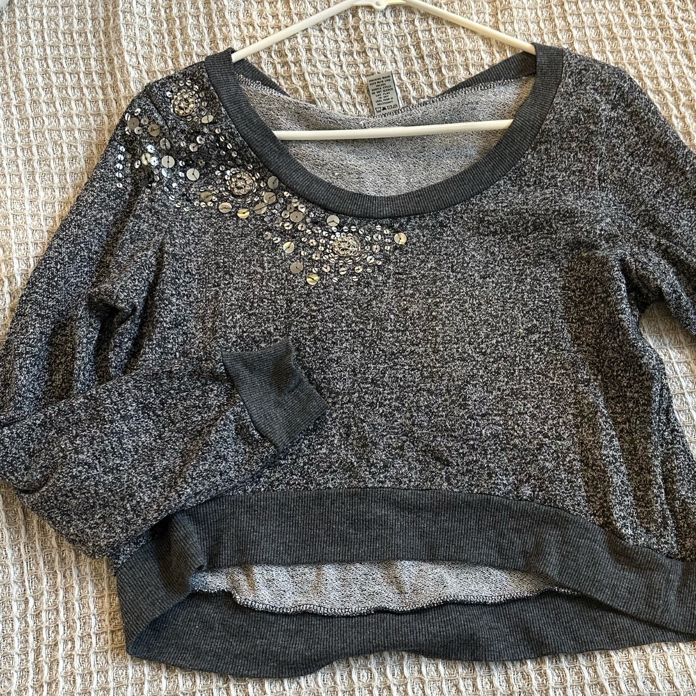 American rag embellished detailed crew neck sweater, beaded